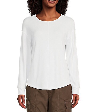 Westbound Round Neck Long Sleeve Knit Tee Shirt