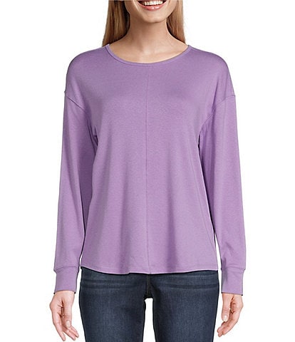 Westbound Round Neck Long Sleeve Knit Tee Shirt