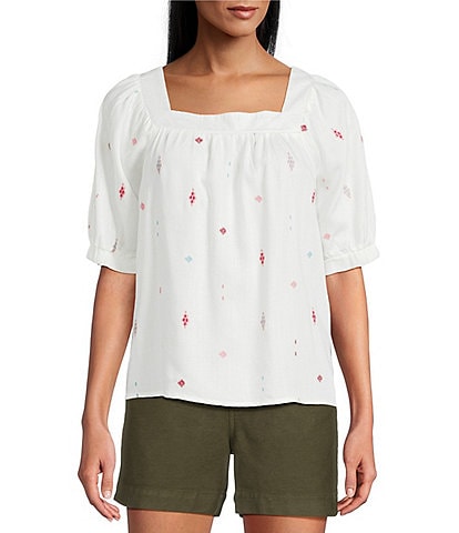 Westbound Short Sleeve Square Neck Top