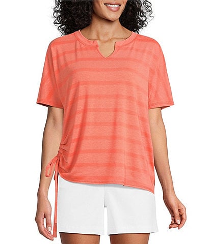 Westbound Short Sleeve V-Neck Side Tie Top