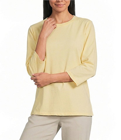 Westbound Solid 3/4 Sleeve Crew Neck Top