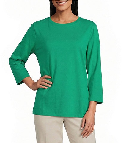 Westbound Solid 3/4 Sleeve Crew Neck Top