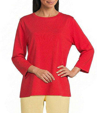 Westbound Solid 3/4 Sleeve Crew Neck Top