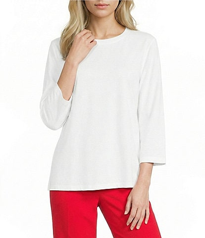 Westbound Solid 3/4 Sleeve Crew Neck Top