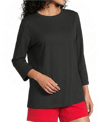 Westbound Solid 3/4 Sleeve Crew Neck Top
