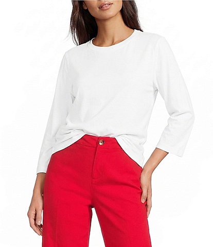 Westbound Perfect Outfit Picks Solid 3/4 Sleeve Crew Neck Top