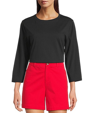 Westbound Perfect Outfit Picks Solid 3/4 Sleeve Crew Neck Top