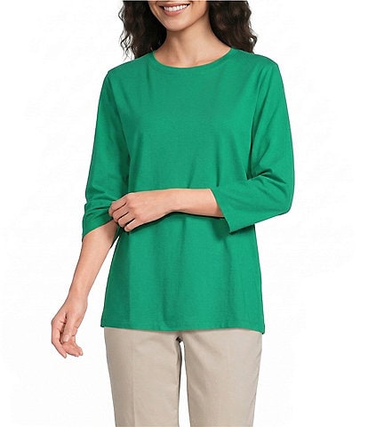 Westbound Perfect Outfit Picks Solid 3/4 Sleeve Crew Neck Top