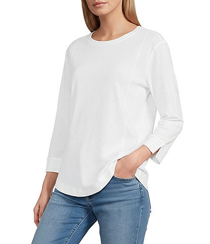 Westbound Solid 3/4 Sleeve Knit Crew Neck Top