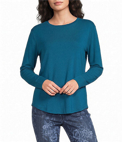 Westbound Solid Long Sleeve Crew Neck Knit Tee