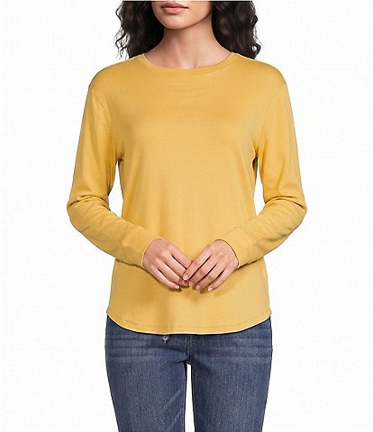 Westbound Solid Long Sleeve Crew Neck Knit Tee