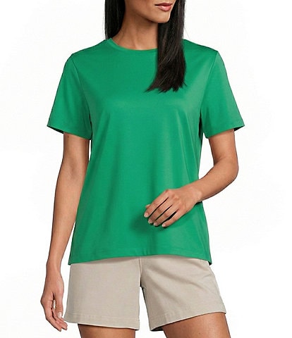 Westbound Solid Short Sleeve Crew Neck Top