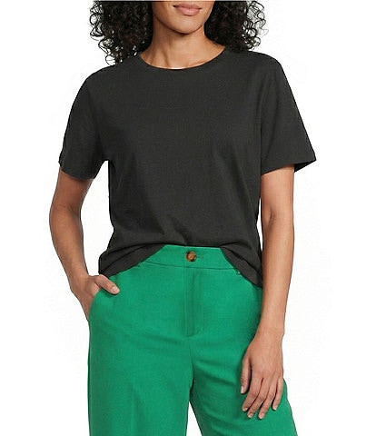 Westbound Solid Short Sleeve Crew Neck Top