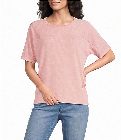 Westbound Space Dye Short Sleeve Crew Neck Rib Knit Top