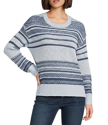 Westbound Stripe Jacquard Long Sleeve Crew Neck Sweater