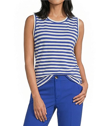 Westbound Stripe Print Crew Neck Tank