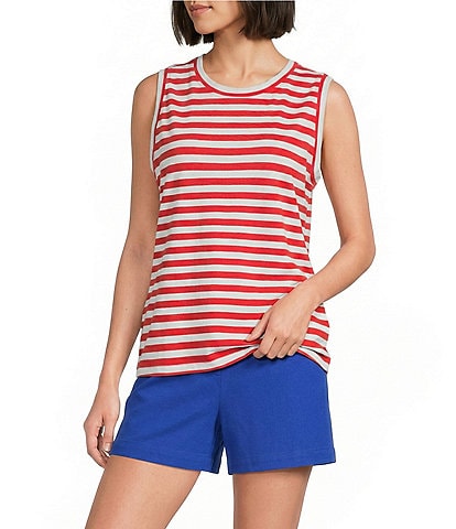 Westbound Stripe Print Crew Neck Tank
