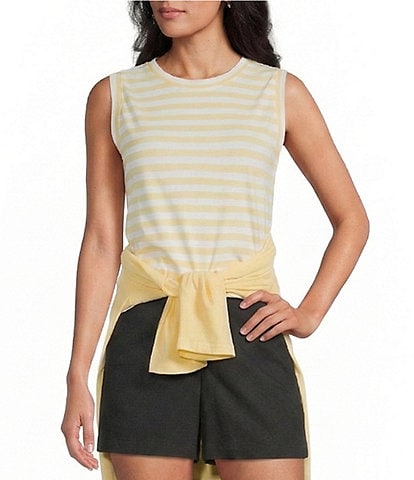 Westbound Stripe Print Crew Neck Tank