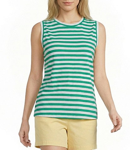 Westbound Stripe Print Crew Neck Tank
