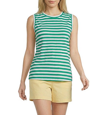 Westbound Stripe Print Crew Neck Tank