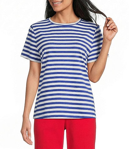 Westbound Stripe Print Short Sleeve Crew Neck Tee
