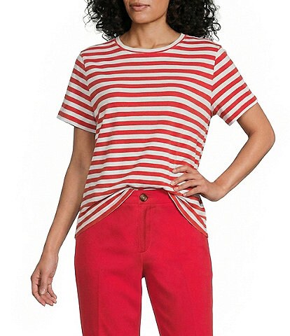 Westbound Stripe Print Short Sleeve Crew Neck Tee