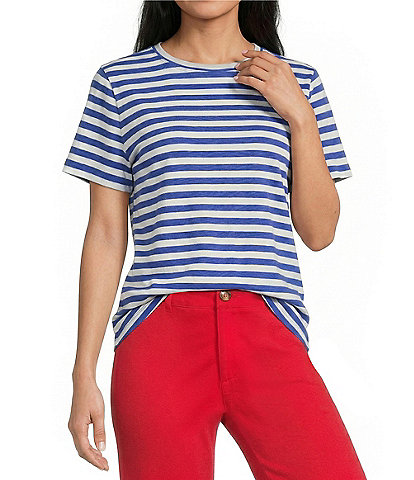 Westbound Stripe Print Short Sleeve Crew Neck Tee