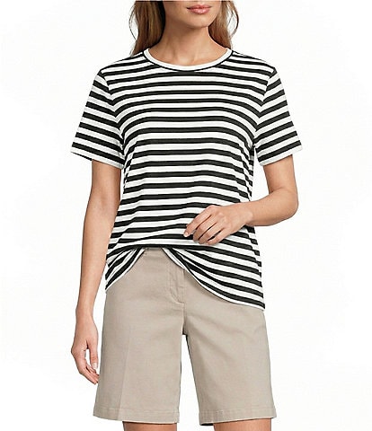 Westbound Stripe Print Short Sleeve Crew Neck Tee