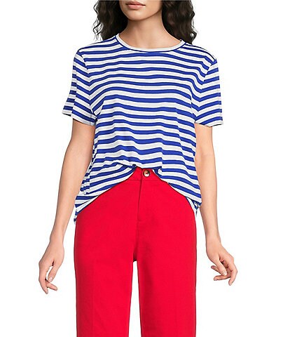 Westbound Stripe Print Short Sleeve Crew Neck Tee