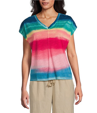 Westbound Sun Ombre V-Neck Cap Sleeve Top