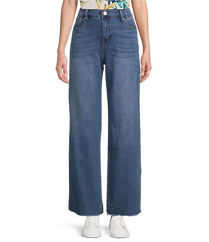 Westbound The HIGH RISE Wide Leg Frayed Hem Jeans