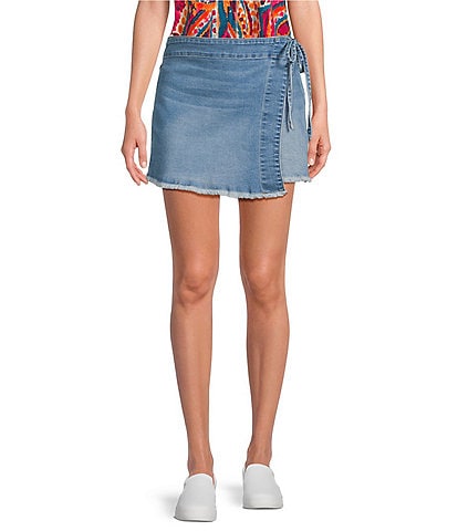 Westbound Tie Wrap Fray Hem Skort