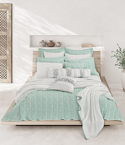 White Sand Playa Quilted-Striped Coverlet