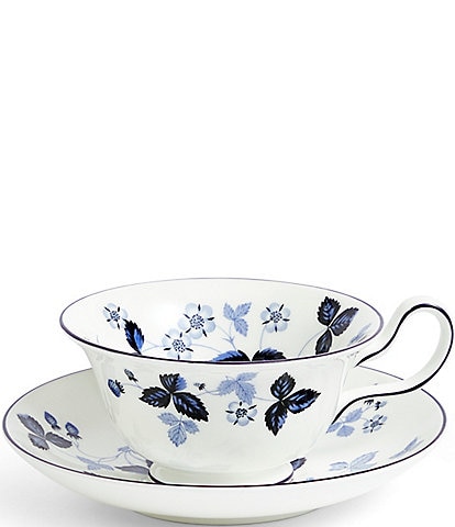 Wild Strawberry Inky Blue Teacup & Saucer