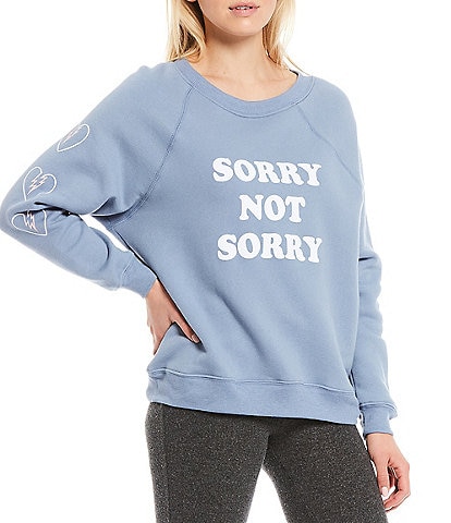 WILDFOX Crew Neck Long Dolman Sleeve Sommers Sorry Not Sorry Knit Sweatshirt