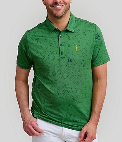 William Murray Just A Trim Knit Short Sleeve Printed Polo Shirt