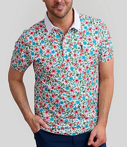 William Murray Shop Of Florals Printed Short Sleeve Polo Shirt