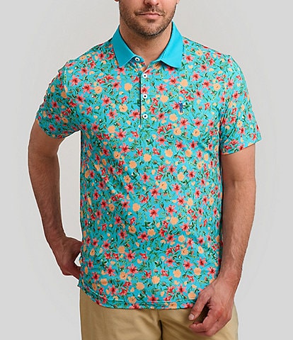 William Murray Shop Of Florals Printed Short Sleeve Polo Shirt