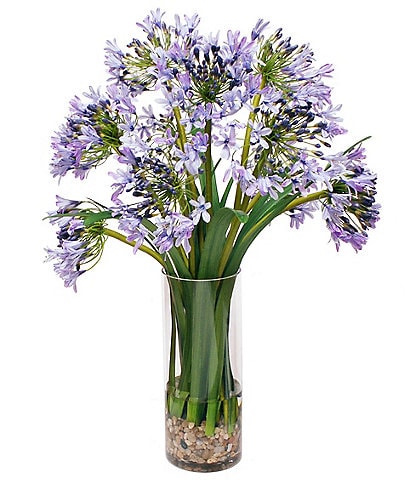 Winward Faux Flowers Agapanthus In Glass Vase