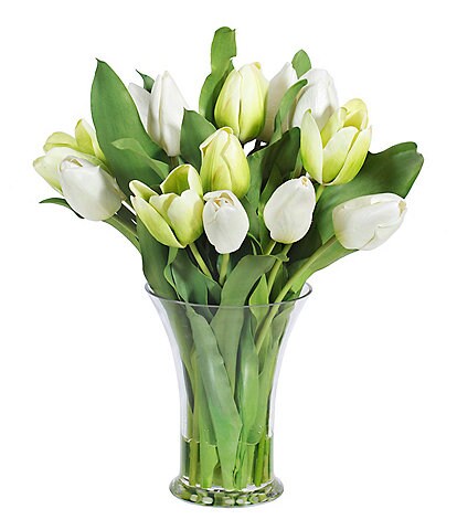 Winward Faux Flowers Tulip In Tall Glass Vase
