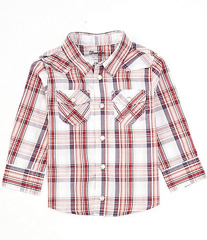 Wrangler® Baby Boys 12-24 Months Long Sleeve Plaid Western Shirt