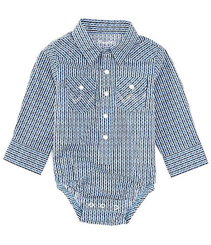 Wrangler® Baby Boys Newborn-24 Months Long-Sleeve Printed Woven Bodysuit