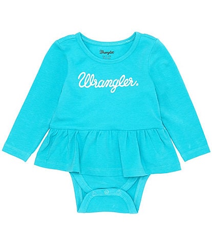 Wrangler® Baby Girls Newborn-24 Months Long Sleeve Logo Skirted Bodysuit