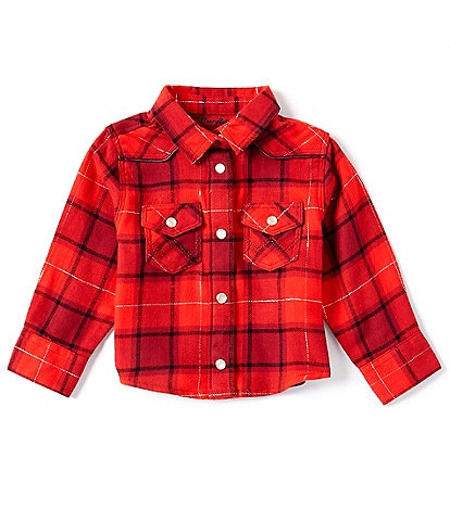 Wrangler® Baby Girls Newborn-24 Months Long Sleeve Plaid Metallic Flannel Western Shirt
