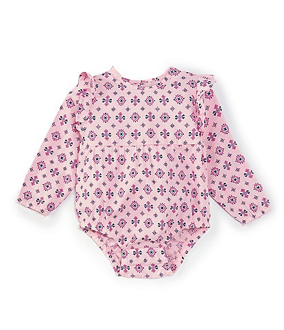 Wrangler® Baby Girls Newborn-24 Months Long Sleeve Printed Poplin Bodysuit