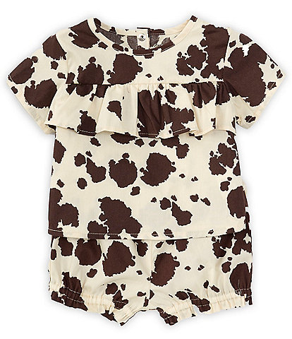 Wrangler® Baby Girls Newborn-24 Months Short Sleeve Cow Printed T-Shirt & Bloomers Set