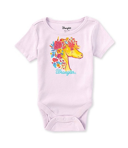 Wrangler® Baby Girls Newborn-24 Months Short Sleeve Pony Face Knit Bodysuit