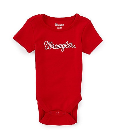 Wrangler® Baby Girls Newborn-24 Months Short Sleeve Scripted Logo Knit Bodysuit