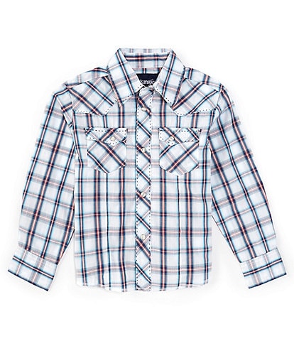 Wrangler® Big Boys 8-20 Long Sleeve Multi-Plaid Woven Western Shirt