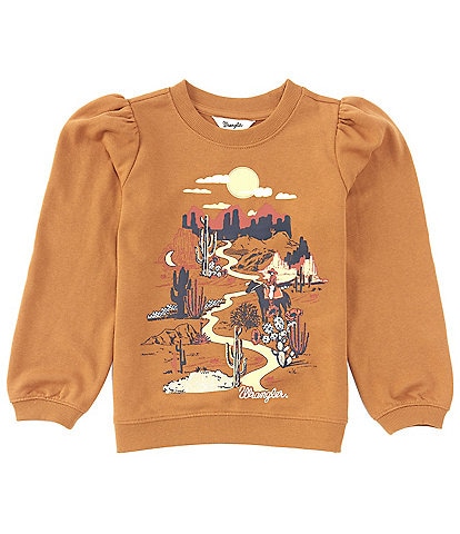 Wrangler® Big Girls 7-16 Blouson-Sleeve Desert Landscape Sweatshirt